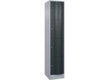 C+P Schließfachschrank Resisto, 1 Abteil, 4 Fächer, B 396 x T 540 x H 1950 mm, Weißalu/Anthrazitgrau