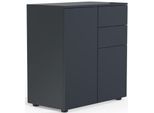Kommode Dalosa, 4 Fächer & 2 Schübe, Tür, B 700 x T 390 x H 770 mm, Holz, anthrazit