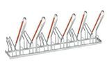 Anlehnparker 1-seitig, für Reifen bis B 55 mm, B 2100 x T 385 x H 815 mm, Stahl verzinkt, 6 Einstellplätze