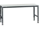 Manuflex Arbeitstisch UNIVERSAL Standard, 2000 x 1000 mm, Melamin lichtgrau, anthrazit