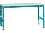 Manuflex Arbeitstisch UNIVERSAL Standard, 1750 x 1000 mm, Kunststoff lichtgrau, wasserblau