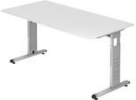 Schreibtisch ULM, C-Fuß, Rechteck, B 1600 x T 800 x H 650-850 mm, lichtgrau