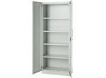 Büroschrank, 5 OH, abschließbar, mit aufliegenden Türen, B 800 mm, Lichtgrau