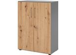 Schränke Breno, 3 OH, abschließbar, 28 kg je Boden, B 800 x T 420 x H 1100 mm, graphit/Asteiche