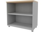 Anstellregal ARLON OFFICE, 2 offene Fächer, B 800 x T 450 x H 730 mm, Eiche-Dekor/alufarben