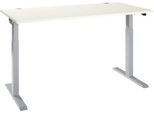 Schäfer Shop Select Schreibtisch ERGO-T 2.0, elektrisch höhenverstellbar, Rechteck, T-Fuß, B 1600 x T 800 x H 715-1205 mm, weiß/weißalu