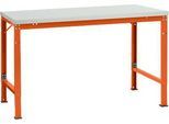 Manuflex Grundtisch UNIVERSAL Spezial, 1500 x 1000 mm, Melamin lichtgrau, rotorange