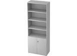 Regalschrank TOPAS LINE, 4 OH Regal/2 OH Türen, lichtgrau/lichtgrau
