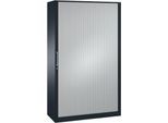 Rollladenschrank ASISTO C 3000, 5 Ordnerhöhen, mit Akustik-Rollladen, 1200 mm Breite, anthrazit/alusilber