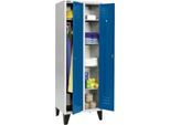 Schäfer Shop Select Kleiderspind, mit 2 Abteilen, mit Füßen, Drehriegelverschluss, lichtgrau/enzianblau