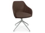 Konferenzsessel Topstar Sitness Life 2.1, dreh-/sitzhöhenverstellbar, Armlehnen, B 350-480 x T 460 x H 460-490 mm, 4-Fußgestell, Alu poliert & Stoff, d.braun