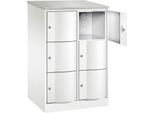 C+P Schließfachschrank Resisto, 2 Abteile, 6 Fächer, B 772 x T 640 x H 1255 mm, Verkehrsweiß