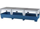 IBC-Station ASECOS, Stahl, mit 3 Abfüllböcken u. Staplerschuhen, 1000 l Auffangvolumen, B 3280 x T 1300 x H 820 mm, lackiert