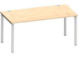 Schäfer Shop Genius Schreibtisch MODENA FLEX, 4-Fuß-Rundrohr, B 1600 x T 800 mm, Ahorn/weißalu