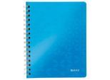 Collegeblock Leitz WOW, DIN A5, 80 linierte Blatt, Klarsicht-Tasche, FSC®-zertifiziert, blau