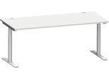 Schäfer Shop Genius Schreibtisch MODENA FLEX, T-Fuß-Rundrohr, B 1800 x T 800 mm, lichtgrau