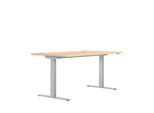 Schreibtisch ERGO DRIVE ED 470, elektrisch höhenverstellbar, Rechteck, T-Fuß, B 1600 x T 800 x H 692-1147 mm, Ahorn/lichtgrau