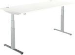 Schäfer Shop Select Schreibtisch DRIVE UP 2, elektrisch höhenverstellbar, Rechteck, T-Fuß, B 1800 x T 800 x H 630-1290 mm, weiß/weißaluminium