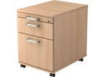 Rollcontainer TARVIS, 1 Utensilienauszug, abschließbar, 1 Schub, 1 HR-Auszug, B 428 x T 580 x H 590 mm, Eiche Dekor