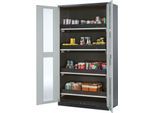 Chemikalienschrank Asecos CS-CLASSIC-G, Flügeltür m. Glasauschnitt, 4 Auszugswannen, 1055x520x1950 mm, lichtgrau