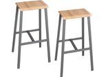 Barhocker Meeting Point, Industriedesign, Eiche-Echtholz Furnier, Rohstahlbeine, Sitzhöhe 770 mm, 2 Stück