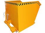 Bauer Kippbehälter GU-E 2000, mit Siebblech & Ablasshahn, öl-/wasserdicht, staplertauglich, B 1680 x T 1640 x H 1090 mm, gelborange RAL 2000