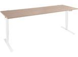 Schäfer Shop Genius Schreibtisch AERO FLEX, elektrisch höhenverstellbar, Rechteck, T-Fuß, B 2000 mm, Eiche/weiß + Memorypanel