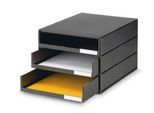 Schubladenbox styro® Styroval, Format C4, 3 offene Schübe, stapelbar, Beschriftungsmaterial, B 243 x T 335 x H 200 mm, Recycling-Kunststoff, schwarz