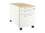 Schäfer Shop Select Rollcontainer 126, 3 Schübe, Griff eckig, weiß/Ahorn-Dekor