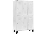 Schäfer Shop Select Kleiderspind, mit 3 x 2 Abteilen, 400 mm, mit Füßen, Drehriegelverschluss, Tür lichtgrau