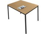 Schäfer Shop Pure Stahlrohrtisch, Rechteck, Quadratrohrfuß, B 1200 x T 700 x H 720 mm, Buche/schwarz