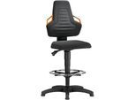 Arbeitsdrehstuhl, Gleiter + Fußring, Supertec schwarz, Griffe orange