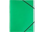 Leitz® Sammelmappe Recycle, A4, 12 Fächer mit Blanko-Taben, Inhaltsverzeichnis, Gummibandverschluss, 100 % recycelbar, Karton, grün