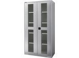 Schäfer Shop Genius Sichttürschrank FS, 5 OH, abschließbar, 4 Fachböden, bis 450 kg, B 1055 mm, Stahl, weißaluminium RAL 9006/weißaluminium RAL 9006