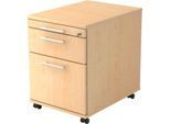 Rollcontainer, 1 Schub, 1 Utensilienauszug, Hängeregistraturauszug, B 428 x T 580 x H 590 mm, Ahorn-Dekor