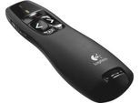 Logitech® Wireless Presenter R400, roter Laserpointer Klasse 2, Reichweite bis 15 m, USB-Empfänger, Kunststoff, schwarz, inkl. Batterien & Reiseetui