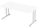 Schäfer Shop Select Schreibtisch COMBITEC, Rechteck, C-Fuß, B 1800 x T 800 x H 677-817 mm, weiß/weißaluminium