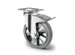 CASCOO Lenkrolle BAF2, mit Totalfeststeller, Rad-ø 160 mm x B 50 mm, Aluminium-Felge, Elastik-Lauffläche, grau, Doppelkugellager, bis 400 kg