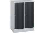C+P Garderobenschrank Resisto, 2 Abteile, 2 Fächer, B 772 x T 540 x H 1077 mm, Lichtgrau/Anthrazitgrau