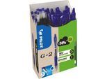 Gelschreiber PILOT G2-7, blau, Strichbreite 0,4 mm, dokumentenecht, nachfüllbar, 70 % Recycling-Kunststoff, 12 Stück + 12 Minen blau