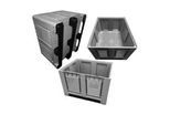 Palettenbehälter Big Box FP-FBO1210K, 680 l, B 1200 x T 1000 x H 790 mm, perforiert, silbergrau, 3 Kufen, bis 450 kg