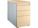 Schäfer Shop Genius Standcontainer 1336, mit Griffnut, B 435 x H 717 mm, weißalu/weißalu/Ahorn-Dekor