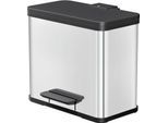 Tretmülleimer Hailo Trio Plus L, 3 x 9 l, rechteckig, aus Edelstahl