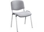 Stapelstuhl ISO Basic, ohne Armlehnen, 4-Fußgestell, Stoffbezug, stapelbar bis 12 Stück, B 545 x T 560 x H 820 mm, Bezug hellgrau, Gestell verchromt