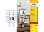 Avery Zweckform Folien-Etiketten, wetterfest, für Innen- und Außenbereich, 70 x 37 mm