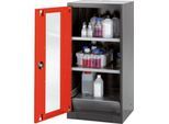 Chemikalienschrank Asecos CS-CLASSIC-G, Flügeltür und Glasausschnitt, 2 Böden, H 1105 mm, verkehrsrot
