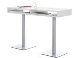 Konferenz-Stehtisch BOX, bis 6 Personen, Rechteck, Standfuß, B 1600 x T 600 x H 1105 mm, weiß/alusilber