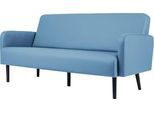 Dreisitzer Sofa meet by Paperflow LISBOA, desinfektionsmittelbeständiger Kunstlederbezug blau, Fußgestell schwarz, B 1590 x T 550 x H 430 mm