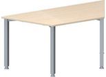 Schäfer Shop Genius Konferenztisch MODENA FLEX, Trapez, 4-Fuß Quadratrohr, B 1600 x T 800 x H 720-840 mm, Ahorn/weißaluminium RAL 9006
