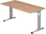 Schreibtisch ULM, C-Fuß, Rechteck, B 1600 x T 800 x H 650-850 mm, Nussbaum-Dekor